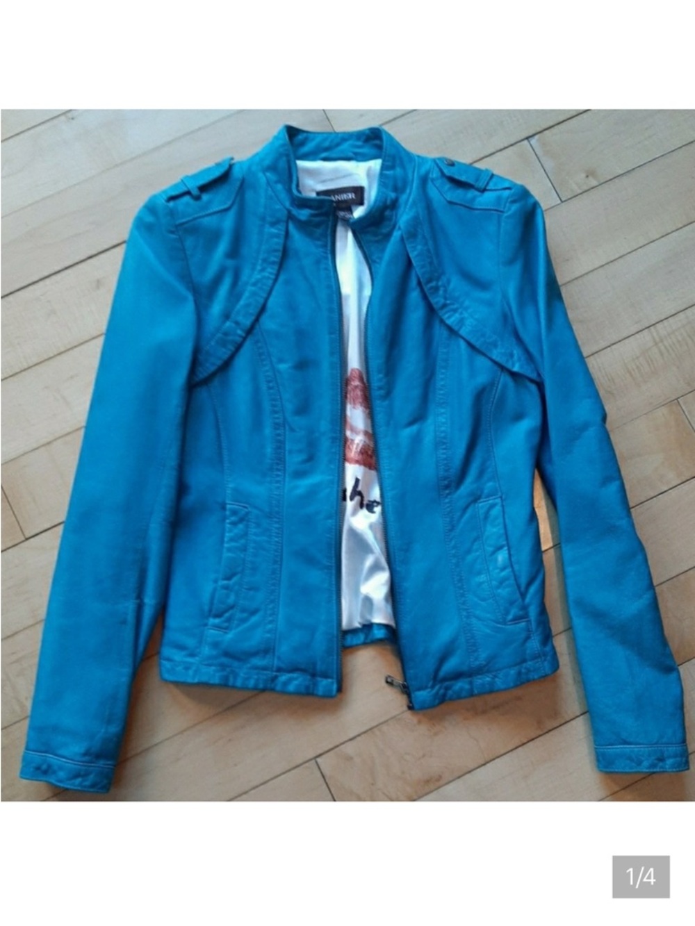 🩵Danier Leather Moto Jacket 2XS in Teal colour